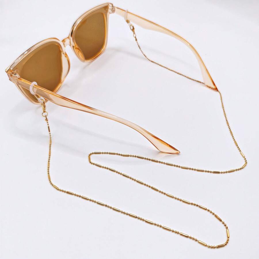 1pc Personalized Retro Bag Buckle Round Bead Eyewear Chain, Mask Rope Chain, Pearl Neck Eye Chain, Slip Chain, Bead Clip Eye Chain Mask Chain, Eyewear Strap, Fashion Glasses Necklace, Eyewear Strap (Excluding Glasses) - Regular Style - View 1