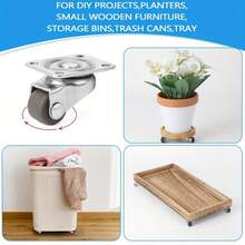 4/8 Pcs Small Caster Wheels, 1/2inch Mini Swivel Caster Wheels, Low Profile Self Adhesive Plate Casters Rollers For Furniture, Kitchen Appliances, Light-Duty Projects, Planters - Brown- 4 Pcs - View 5