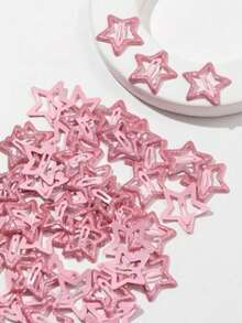 10/20/40个装 女士粉色星星时尚基础款发夹 - 粉色 - 查看 1