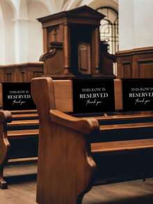4pcs Reserved Seat Signs, This Row Is Reserved, Church Pew Bench Seat Covers, Wedding Decor, Reception, Celebration, Conference (Black) - Black - View 3