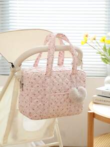 Floral Pattern Adjustable Strap Mommy Bag, Padded Diaper Changing Bag, Diaper Storage Pouch For Mothers - Multicolor - View 2