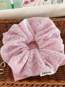 1pc Women's Gentle Minimalist Fabric Hollow Lace Scrunchie, Large Hair Tie Beauty Home Hair Accessories Ponytail Holders Hair Elastics Hair Rubber Bands Hair Rope Elastic Hair Tie - Multicolor - View 13