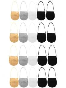 1/5/10双/套 夏季高跟鞋浅口隐形船袜透明蕾丝半掌吊带防掉袜 - 彩色 - 查看 9