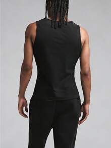 ARUNOW 男士保暖拉链桑拿背心压缩排汗塑身衣运动健身塑形上衣 银黑色（S-XXXL）春季 - 銀色 - 查看 4