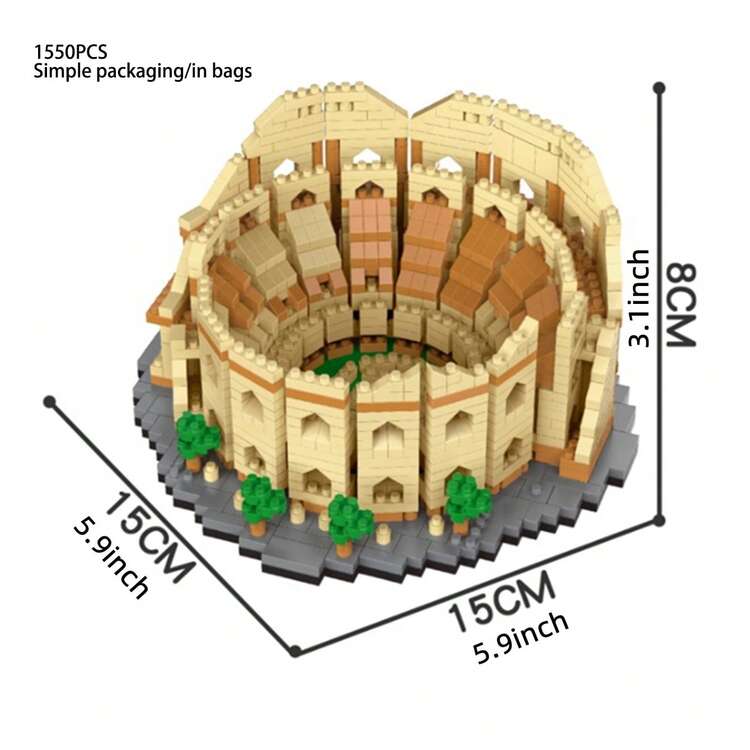 1300pcs World Famous Eiffel Tower Small Particle Building Blocks Assembly Model, Ancient Roman Architecture Building Blocks Eternal City Set - Explore World Wonders, Perfect Choice For Collectors And Holiday Gifts, Desktop Decor, Stress Relief, Home Decor, Office Desktop Decoration, Holiday Gifts, Father's Day Gifts, Mother's Day Gifts, Wedding Gifts, Wedding Decor, Graduation Gifts - Colour Box - View 8
