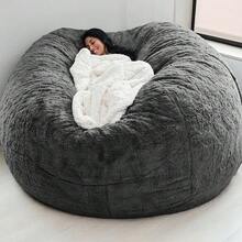 1pc Portable Foldable Multifunctional Minimalist Velvet Art Slouchy Beanbag Sofa Chair (Only Cover, No Filling), Living Room, Multi-Color, Washable, Adult Tatami Mat Sofa Cover - 灰色 - 查看 1