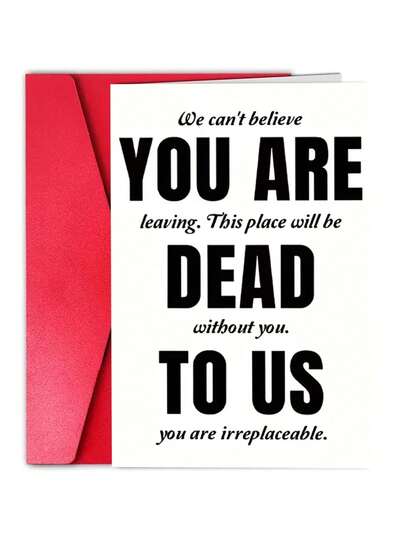 1pc Humorous Farewell Greeting To A Colleague, A Comical Retirement Gift To A Boss Or Colleague, Congratulations On A New Job, A Unique 'death To Us' Emotion, Irreplaceable Information