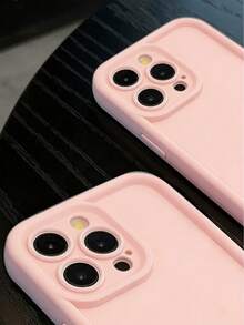 2pcs Thick Textured Pink Material Minimalist Anti-Drop Thick Phone Protective Case With Printing, Compatible With Iphone 17/17 Pro/17 Pro Max/16/16 Pro/16 Pro Max/16 Plus/15/15 Pro Max/12 Pro Max/13 Pro Max/14 Pro Max, 13, 14, 11, 12P, 14P, 11P, 12P, XS, XR, 7/8P, 7/8G, ES2 - Pink - View 4