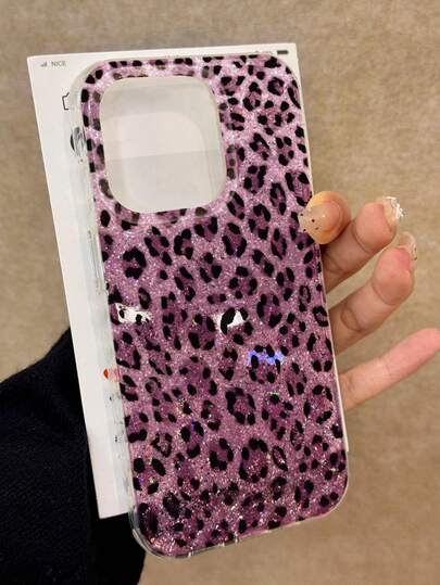 Leopard Print Resin Glitter Shockproof Thick Phone Case, Compatible With IPhone 17/17 Pro/17 Pro Max, 16/11/16 Pro/16 Plus/16 Pro Max/16e, 15 Pro Max, 13/14/12/XS/XR, 15 Pro Max, 16/7/8, 16 Pro Max, 15 Pro Max, 12 Pro Max, 13 Pro Max, 14 Pro Max, 13, 11, 12P, 14, P11 Soft Shell, P12 Anti-Drop, XS.XR Phone Shell, Protective Cover