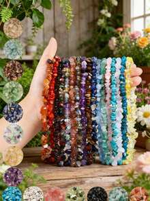 5-8毫米天然绿松石珠 - 30克/300克/多色碎石，不对称水晶宝石，用于DIY珠宝制作 - 手镯、耳环、项链工艺品 - 彩色 - 查看 8