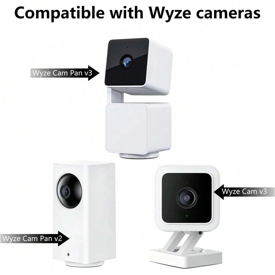 2Pcs Metal Security Camera Wall Mount Bracket For Wyze Cam Pan V3/V2 & Wyze V4/3/2 - 300° Swivel Rotation, 1/4" Screw, Cover Both Sides Of House - A - View 1
