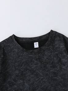 1pc Boys' Casual Minimalist Slogan & Snowflake Print Round Neck Short Sleeve T-Shirt, Fashionable & Comfortable New Style, Spring/Summer - Black - View 4