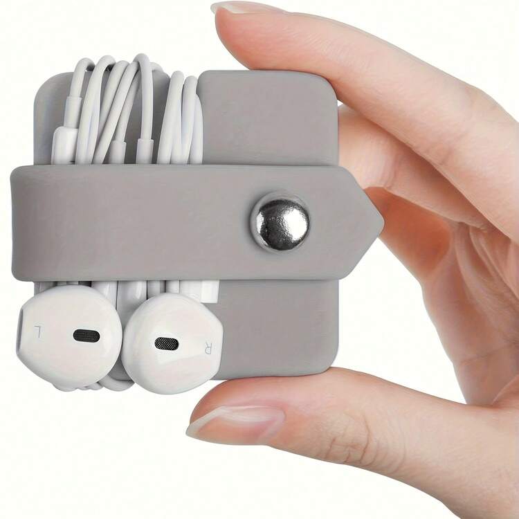 Bộ sắp xếp dây tai nghe 5 màu, giá đỡ tai nghe, cuộn dây tai nghe, kẹp quản lý dây tai nghe, món quà Giáng sinh hoàn hảo, quản lý dây cáp, có 5 màu để lựa chọn. - Xem 3