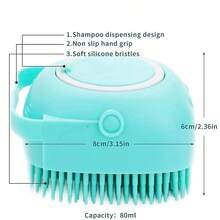 Soft Cleaning Pet Grooming Brush - Suitable For Long And Short Haired Dogs And Cats. Equipped With Shampoo Dispenser, Made Of Soft Silicone Material, Non-Slip Handle With Hanging Loop (Blue) - View 6