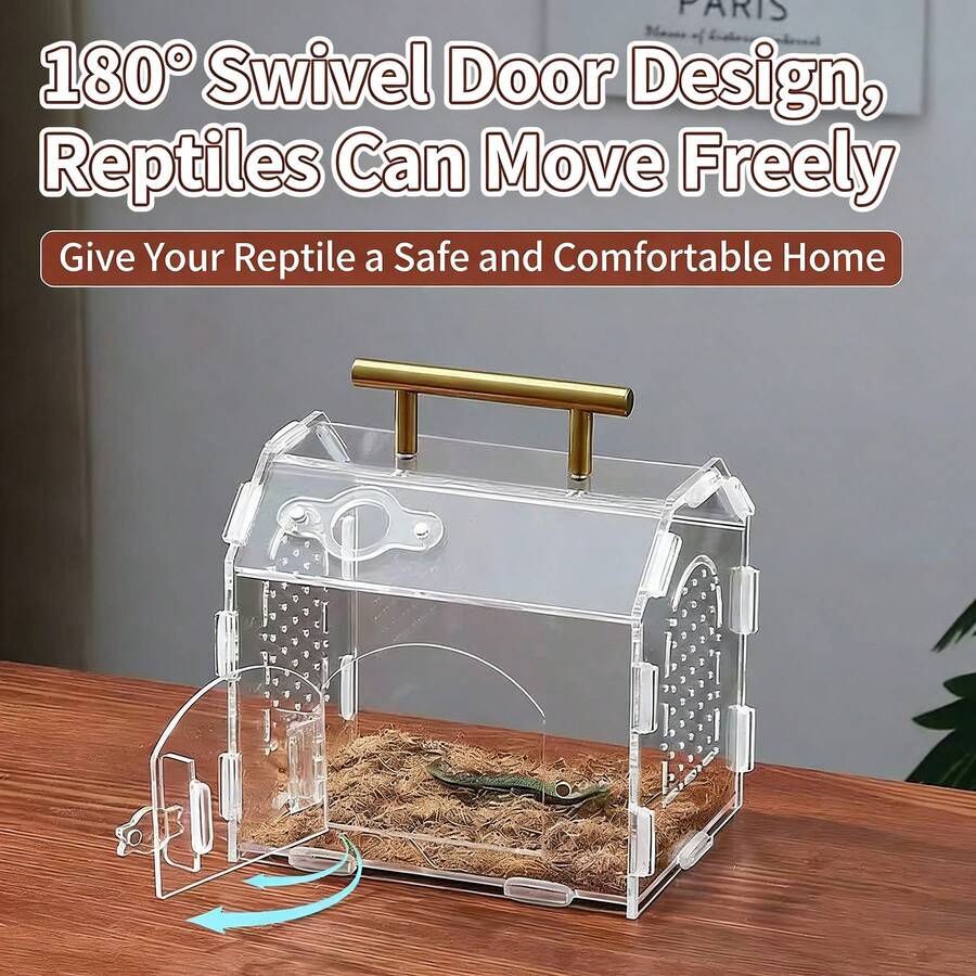 1 pieza Caja de acrílico para mascotas reptiles, decoración de colección de escritorio, casa para mascotas como arañas, lagartos, geckos, terrario, caja de observación transparente, adecuada para exhibición en la sala de estar, colección, regalo para el Día de San Valentín/Vuelta al Colegio/Navidad/Halloween/Día del Niño