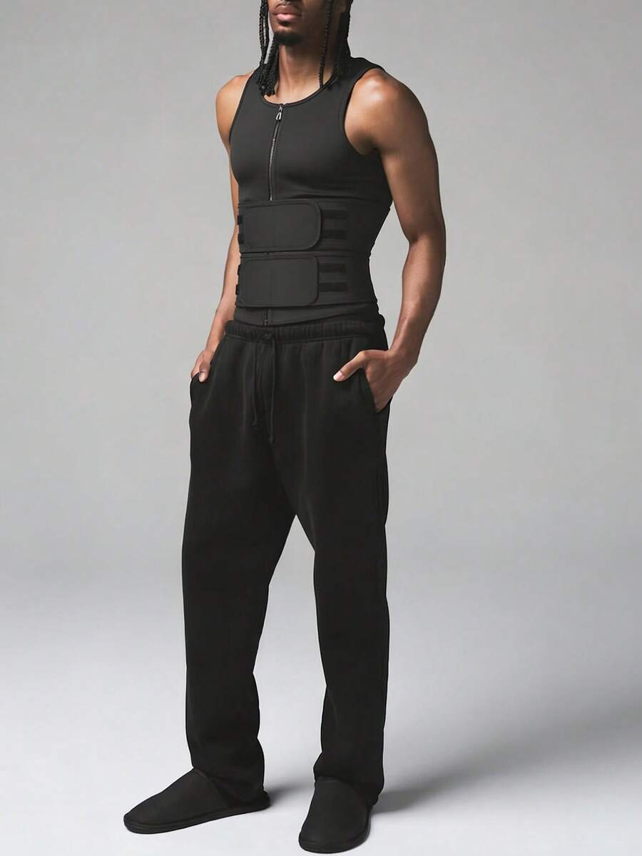 ARUNOW Ceinture de compression de sauna pour hommes, T-shirt d'entraînement, Gilet de fitness favorisant la transpiration, Top de sport, Convient pour l'entraînement en salle de gym