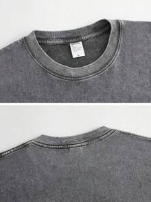 Game Symbol & Character Combination Print Graphic Tees Men, Retro Game Vibe Graphic Tees, Skin-Friendly Pure Cotton Mens Clothes, Breathable Loose Silhouette Casual Versatile T-Shirt - 灰色 - 查看 2
