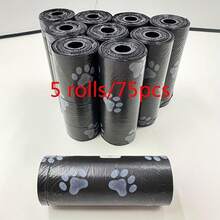 5 Rolls/75pcs, 10 Rolls/150pcs, 20 Rolls/300pcs Litter Cleaning Bags With Printed Black Paw Prints For Feces Disposal, Cleaning Bags - Multicolor - View 15