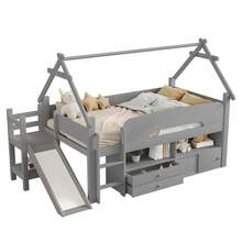 Kids Bed Frames, Headboards & Footboards - Grey + Solid Wood - View 5