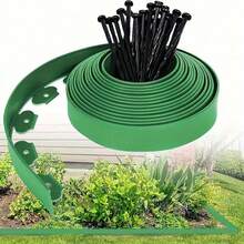 1 pièce, 500 cm Bordure de pelouse en plastique avec 15 chevilles d'ancrage unicolore faciles à installer - Bordure de jardin flexible pour l'aménagement paysager et la division de la pelouse - Noir - Voir 4
