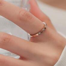 Bộ 3 chiếc nhẫn thời trang nữ bằng thép không gỉ, đính đá Cubic Zirconia 2mm, ba màu, có thể xếp chồng lên nhau, giữ màu tốt, ít gây dị ứng, thích hợp làm quà tặng. - Nhiều màu - Xem 5