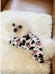 1件奶牛图案狗狗睡衣 - 可机洗，狗狗睡衣，宠物家居服，趣味宠物服装，柔软舒适宠物服饰 - 彩色 - 查看 3