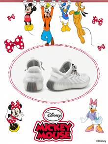 Authorized Collaboration With Mickey Mouse | A Pair Of Disney Children's Sneakers, Suitable For Daily, Festival, Sports, And Outdoor Wear. It Fits The Foot Comfortably, Is Anti-Slip, Wear-Resistant, And Breathable (Boys' Sneakers, Boys' Board Shoes, Children's Sneakers, Girls' Sneakers, Girls' Board Shoes) - White - View 3