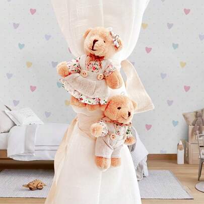 Bộ 2/1 chiếc Dây buộc rèm cửa sổ hình gấu 3D dễ thương, Dây trang trí rèm cho phòng trẻ em, phòng anh chị em.