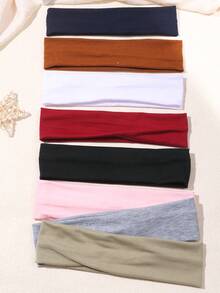 1/5条装高品质吸汗运动头带，适合女孩，宽弹力纯色面料头带，适合跑步和健身，舒适防滑设计，秋季配饰，四季皆宜，时尚女孩头带，季节性发带，节日装扮 - 彩色 - 查看 2