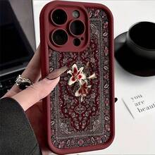 Elegant Lily & Persian Pattern, Suitable As Birthday Or Christmas Gift For Couples, Girlfriends, Daughters, Teens - Burgundy - View 1