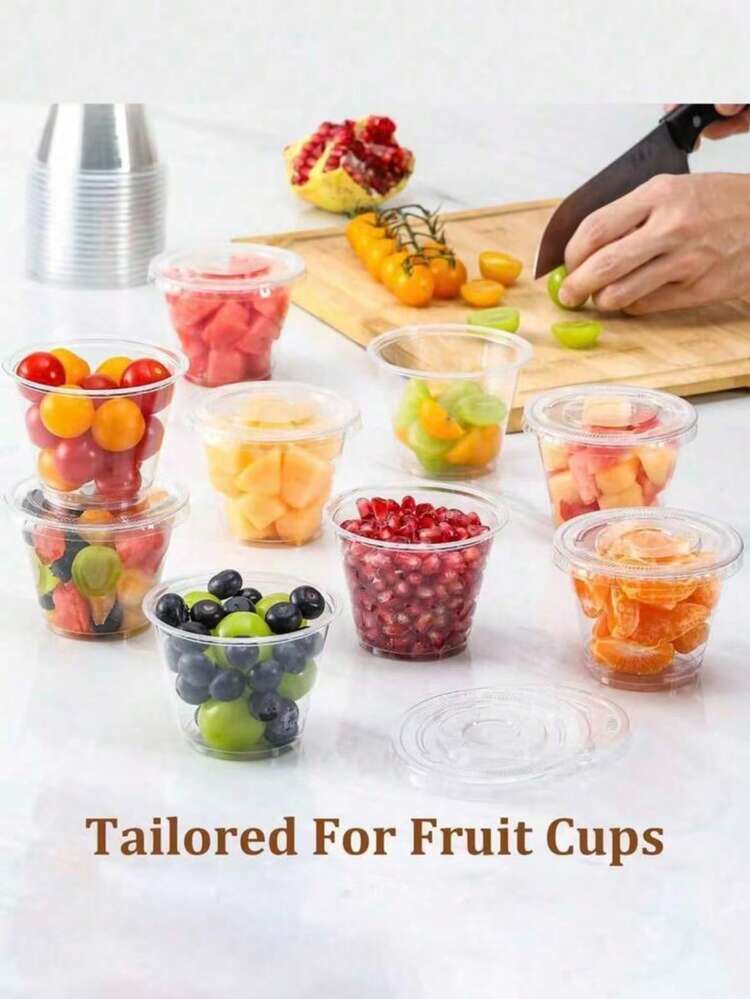 透明盖杯，果冻杯，适用于盛装甜点、纸杯蛋糕、奶昔、布丁、冷饮、零食、水果、冰淇淋、酸奶、沙拉酱、调味品等，也可用于餐饮服务、储存。是婚礼、感恩节、万圣节、圣诞节的理想礼物。 - 查看 2