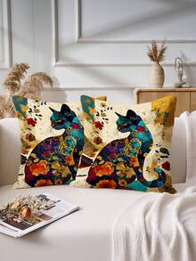 1 pieza Funda de almohada con estampado de animal lindo y minimalista, adecuada para decoración de diversas habitaciones, decoración de dormitorio, decoración de fiestas (no se incluye el relleno de la almohada) (sin bordado) (varios tamaños) (impresión de un solo lado) - Multicolor - Ver 3