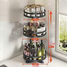 1pc 360 Degree Rotatable & Adjustable Kitchen Countertop Organizer Rack, Multi-Function Spice, Condiment, Cosmetic Storage Holder - Multicolor - View 12