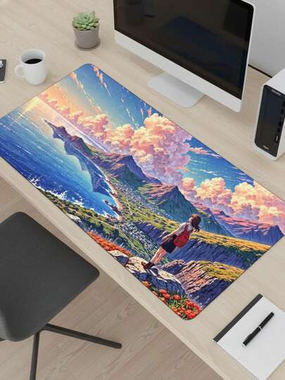Large Size Mouse Pad, Waterproof Non-Slip Smooth Cloth Surface, Healing Seascape Illustration Pattern, Also Suitable As Keyboard Pad, Desk Mat Or Book Stand, Suitable For Gamers, Office And Dorm Use, Compatible With Mouse And Trackball, Great Gift For Gamers, Electronics > Computer & Office > Mouse Pads & Wrist Rests > Mouse Pads