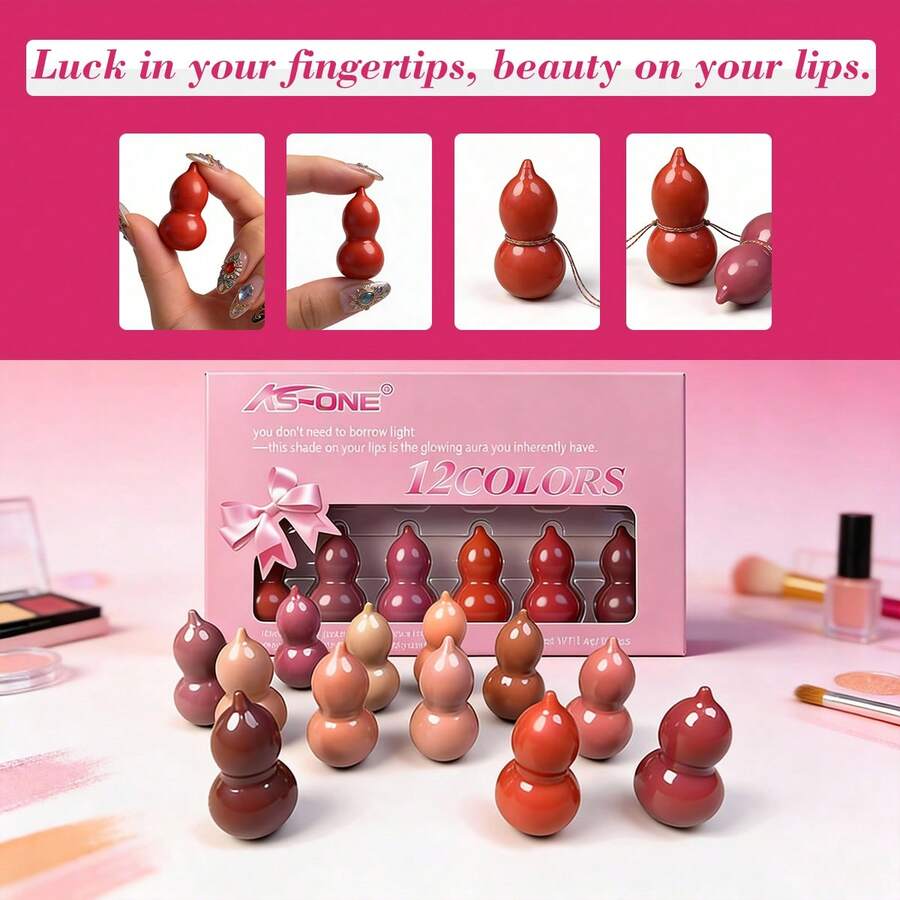 12支装哑光唇釉套装，持久防水不沾杯，彩妆，哑光唇釉，唇彩，12支装，适合万圣节/圣诞节/日常妆容/开学礼物套装 - 無味 - 查看 1
