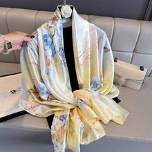 1 chiếc khăn choàng nữ thời trang màu trơn, nhẹ, chất liệu polyester thanh lịch, thích hợp cho các hoạt động ngoài trời và bãi biển. - Hồng - Xem 5
