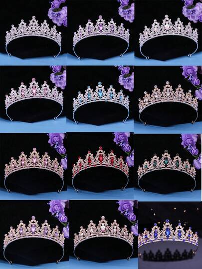 1 chiếc vương miện cô dâu pha lê thời trang, thích hợp cho bé gái, phụ nữ trong dịp sinh nhật, kỷ niệm, cuộc thi sắc đẹp và các lễ hội khác nhau để trang trí.