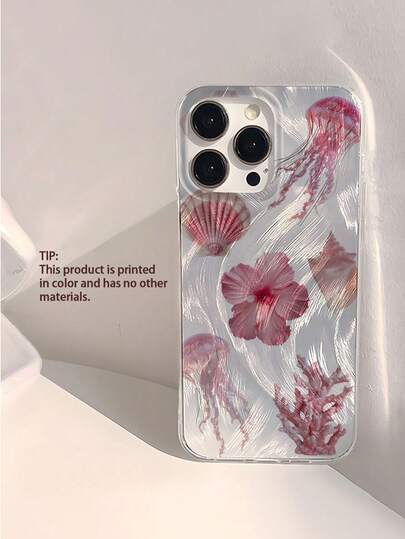 1pc Personalized Summer Fashion Pink Flower & Jellyfish Coral Pattern Anti-Drop Anti-Slip Soft Phone Case, Suitable As Birthday/Holiday Gift For Friends, Family, Couples, Yourself, Compatible With IPhone 17/17 Air/17 Pro/17 Pro Max, 16/16 Plus/16 Pro/16 Pro Max, 15/15 Plus/15 Pro/15 Pro Max, 14/14 Plus/14 Pro/14 Pro Max, 13/13 Pro/13 Pro Max, 12/12 Pro/12 Pro Max, 11/11 Pro/11 Pro Max