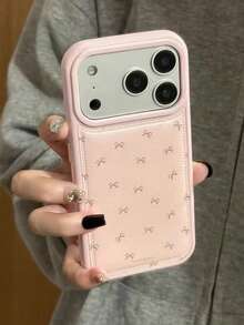 蝴蝶结软硅胶手机壳，适用于 17 Pro Max、17 Pro、16/15 Plus、14/13 Pro Max、12、11，防摔全包 - 粉色 - 查看 2