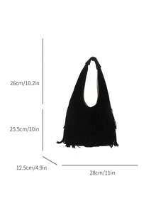 Bolso de Mujer de Cuero Suave y Ligero, Mini Bolso Casual para Citas - Negro - Ver 6