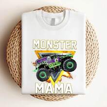 Women T-Shirt Print Monster Truck Mama Monster Truck Are My Jam Truck Lovers T Shirt - 白色 - 查看 3
