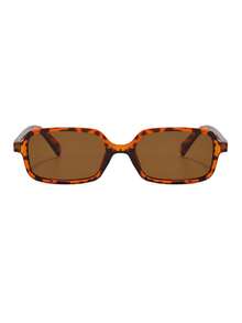 1 Pair Men's Small Square Frame Stylish Glasses, Suitable For Travel, Vacation And Daily Wear - Leopard Print - View 3