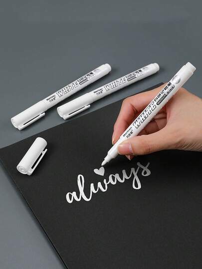 1pc Fade-Resistant White Marker Pen, Suitable For Graffiti, Glass, Ceramic, Wood, Metal, Art Painting, Back To School Supplies, Cute Stationery, School Colors, Writing (Random Color/Style)