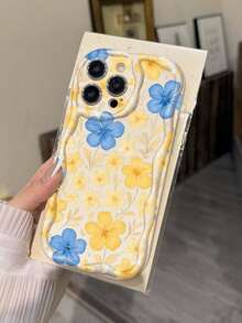 黄蓝花卉图案手机壳 - 兼容苹果 17/16 Pro Max、14/13、12、11 Pro Max、XS Max、X、XR、8、7、Plus、13 Pro Max、14 Plus。可作为生日礼物送给女朋友、男朋友或自己，作为手机保护壳。 - 彩色 - 查看 5