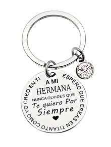 1pc Stainless Steel Key Chain, Spanish Customized Couple Keyring, Valentine For Friends Halloween Valentine's Day Valentines Car Accessories Bag Charm School Cute Goth Y2k Halloween Accessories Teachers Day Christmas Gift Ideas Bag Accessories Lanyards With Id Holder Car Accessories Bag Charms - Multicolor - View 2