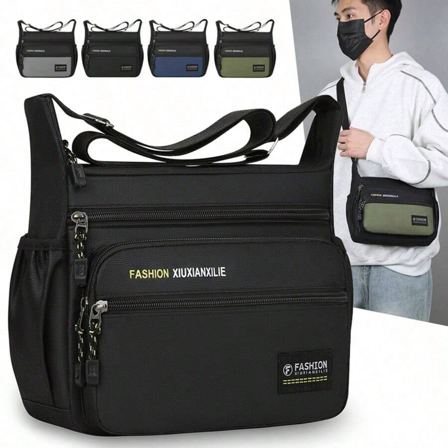 Large Capacity Men's Messenger Bag, Business Travel Casual Shoulder Bag, Fashionable Multi-Function Backpack