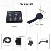 57-Inch Flexible Handheld Shower Head With 6-Inch Adjustable Round Bathroom Faucet Set, Includes 3-Way Diverter And Drill-Free Wall Mount Bracket, Black/Silver, Bathroom Upgrade, Stylish Shower Design, Multi-Function Shower, Luxury Bathroom - Set - View 3