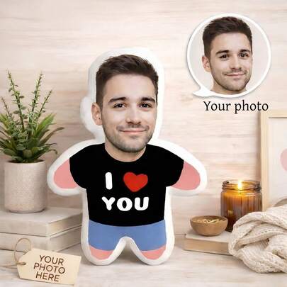 1pc Customized Photo Pillow - 3D Printed Realistic Face And Body Design, Soft Home Decor Pillow, Wedding Decoration, Ideal Gift For Family, Friends And Yourself, Birthday Gift | Valentine's Day Gift | Wedding Gift