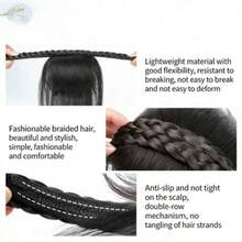 Parrucca con cerchietto in capelli sintetici, treccia a spina di pesce con frangia, fascia per capelli con ciocche laterali attorcigliate, accessori per capelli da donna per la cura della bellezza a casa - Multicolore - Visualizzare 2