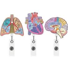 3件套解剖器官护士证件夹，闪光可伸缩夹子，适用于护士、医疗保健、护理学校学生，解剖手术心脏、大脑、肺等必备配件 - 3 件套 - 查看 8